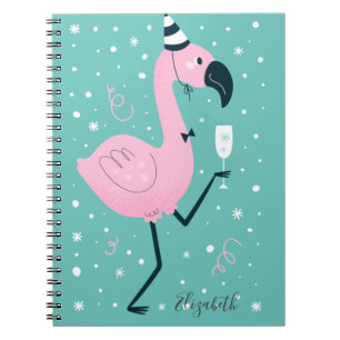Carnet Flamants roses et flocons de neige mignons adorabl