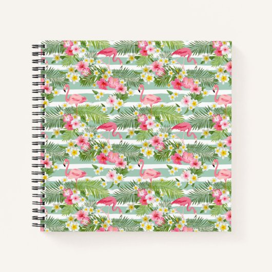 Carnet Flamants roses Et Rayures (Devant)