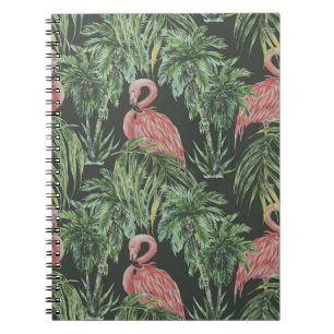 Carnet Flamants roses, motif vintage tropical.