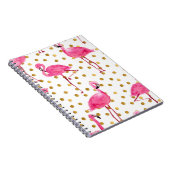 Carnet Flamants roses, points dorés, aquarelle. (Côté Droit)