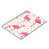 Carnet Flamants roses, points dorés, aquarelle. (Côté gauche)