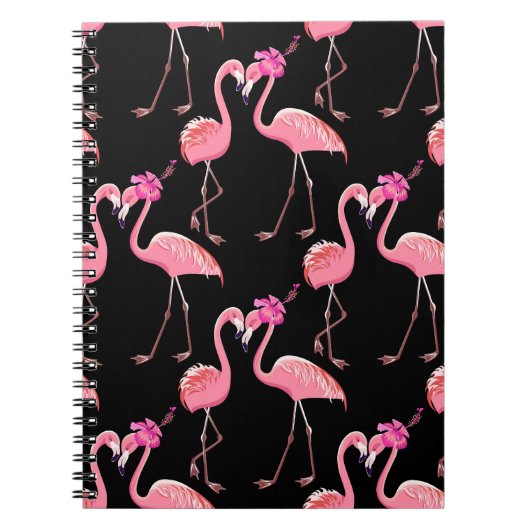 Carnet Flamants roses roses : Arrière - plan noir Vintage (Devant)