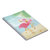 Carnet Flamants roses roses d'aquarelle sur la plage (Côté Droit)