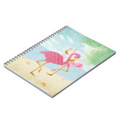 Carnet Flamants roses roses d'aquarelle sur la plage (Côté gauche)