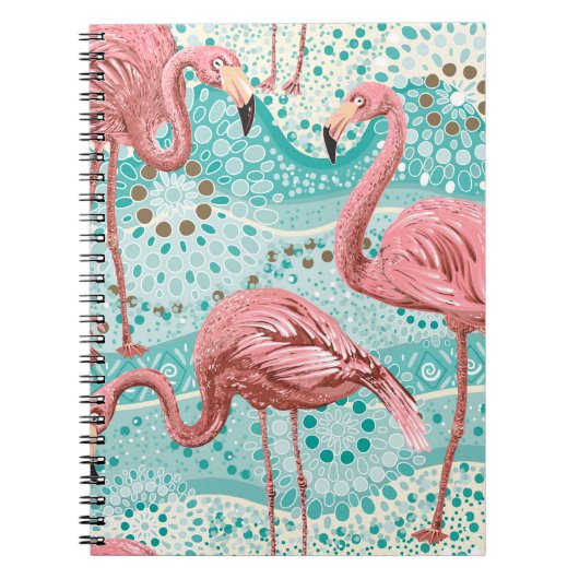 Carnet Flamants roses sans soudure motif (Devant)