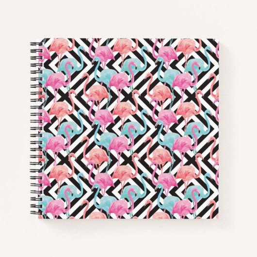 Carnet Flamants roses sur Motif de conception en gras (Devant)