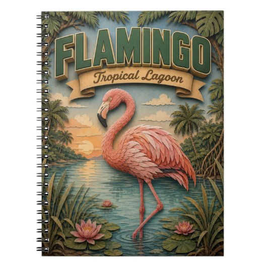Carnet Flamingo Lagune Tropicale POPCUT (Devant)