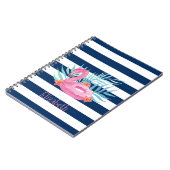 Carnet Flamingo Pool Float Bleu Marine Rayures (Côté gauche)