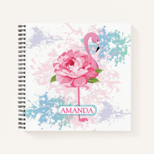 Carnet Flamingo rose personnalisé Design floral