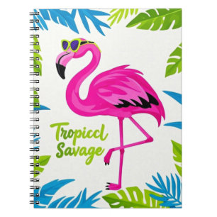 Carnet Flamingo rose Position tropicale sur une jambe