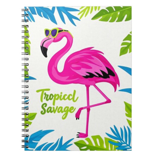 Carnet Flamingo rose Position tropicale sur une jambe (Devant)