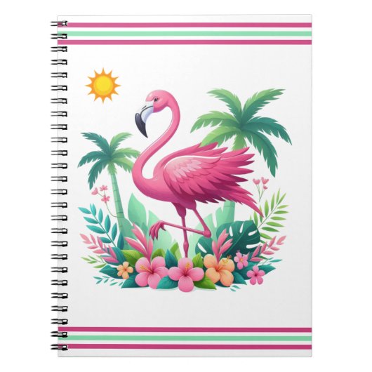 Carnet Flamingo rose tropicale/Floride (Devant)