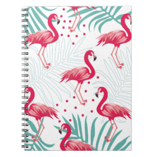 Carnet Flamingo tropical et feuille, motif d'été.