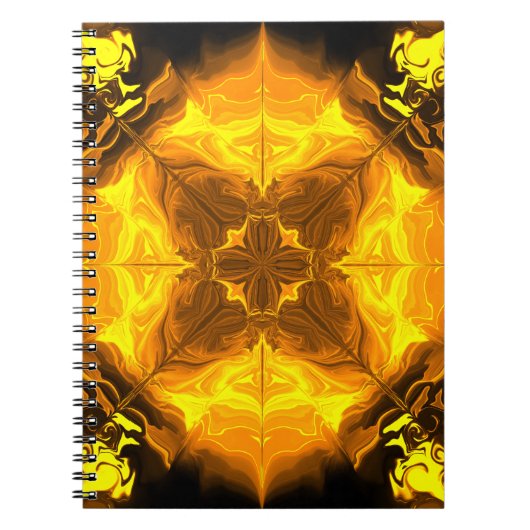 Carnet Flamme Dorée Kaléidoscope Art Fractal (Devant)