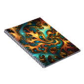 Carnet Flammes Abstraites or Turquoise orange, (Côté Droit)