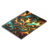 Carnet Flammes Abstraites or Turquoise orange, (Côté gauche)