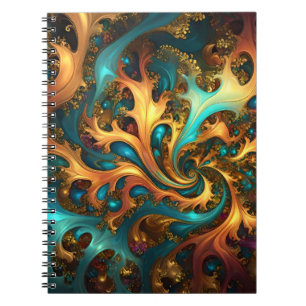 Carnet Flammes Abstraites or Turquoise orange,