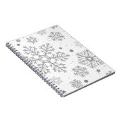 Carnet Flammes de neige en argent sur blanc (Côté Droit)