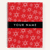 Carnet Flammes de neige rouges et blanches, Votre nom, Pe (Devant)