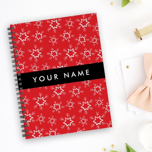Carnet Flammes de neige rouges et blanches, Votre nom, Pe