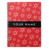 Carnet Flammes de neige rouges et blanches, Votre nom, Pe (Devant)