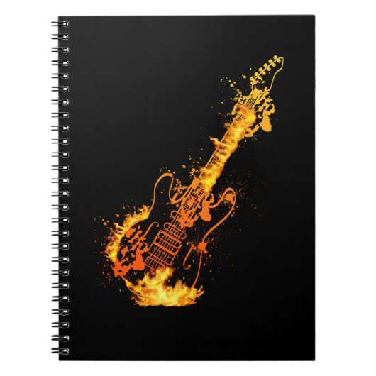 Carnet Flammes de rock et de rouleaux Brûler la guitare (Devant)
