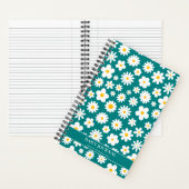 Carnet Flat moderne marguerite graphique Turquoise bleu (À l'intérieur)