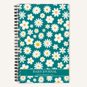 Carnet Flat moderne marguerite graphique Turquoise bleu (Recto)
