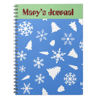 Carnet Flèches de neige et arbre blanc de Noël bleu