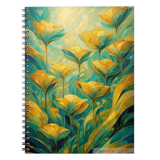 Carnet Fleur abstraite Bloom dorée (Devant)