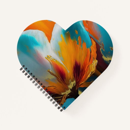 Carnet Fleur abstraite en orange et sarcelle (Devant)