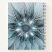 Carnet Fleur abstraite joyeuse bleu gris floral fractal (Dos)