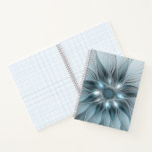 Carnet Fleur abstraite joyeuse bleu gris floral fractal (Intérieur)