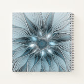 Carnet Fleur abstraite joyeuse bleu gris floral fractal (Dos)