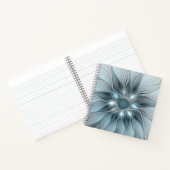 Carnet Fleur abstraite joyeuse bleu gris floral fractal (Intérieur)