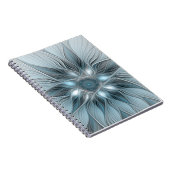 Carnet Fleur abstraite joyeuse bleu gris floral fractal (Côté Droit)