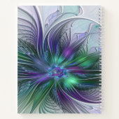 Carnet Fleur Abstraite Moderne Fractale Violette Verte No (Dos)