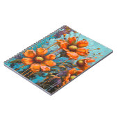Carnet Fleur Abstraite Orange avec les gouttes de peintur (Côté gauche)