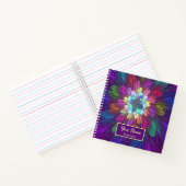 Carnet Fleur Abstraite Psychédélique Colorée Nom Fractal (Intérieur)