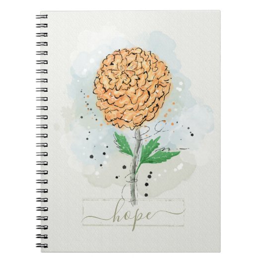 Carnet Fleur Aquarelle Orange Espoir (Devant)
