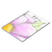 Carnet Fleur aquarelle rose fantaisiste (Côté gauche)