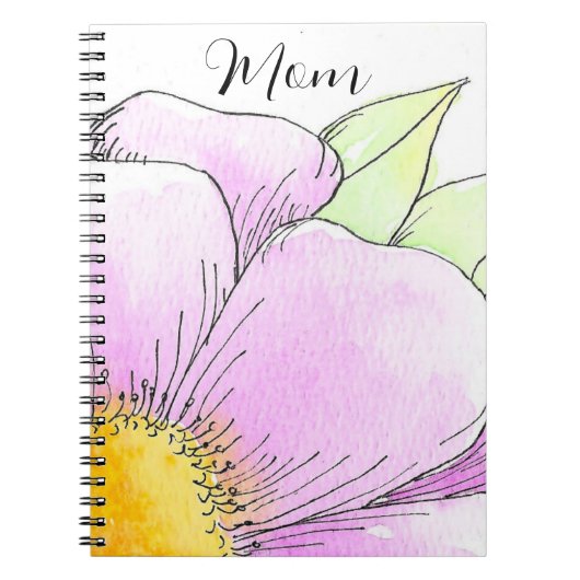 Carnet Fleur aquarelle rose fantaisiste (Devant)