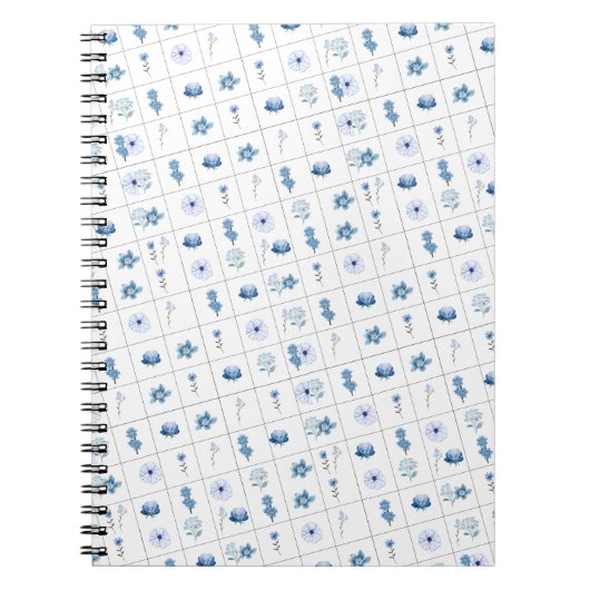 Carnet Fleur blanche et bleue (Devant)