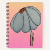 Carnet Fleur bleue sur fond rose (Devant)