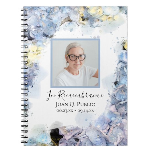 Carnet Fleur Blue Hydrangea Fête de la vie (Devant)