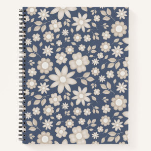 Carnet Fleur botanique à l'aquarelle Navy Romantique