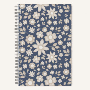 Carnet Fleur botanique à l'aquarelle Navy Romantique