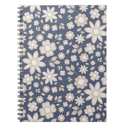 Carnet Fleur botanique à l'aquarelle Navy Romantique (Devant)