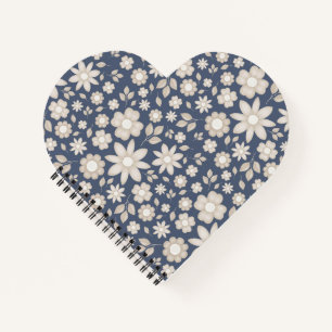 Carnet Fleur botanique à l'aquarelle Navy Romantique