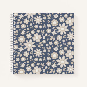 Carnet Fleur botanique à l'aquarelle Navy romantique